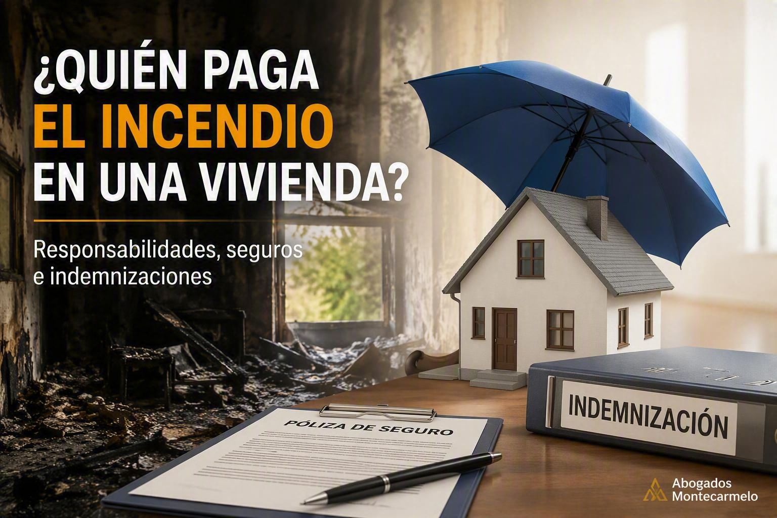 Seguro e indemnización por incendio en vivienda con daños materiales