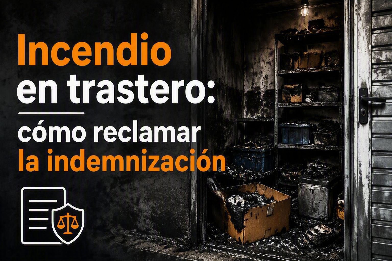 Abogados-Montecarelo-Incendio-Trastero-Como-Reclamar-Indemnizacion Incendio en un trastero con objetos calcinados y daños por fuego. Guía para reclamar la indemnización al seguro tras un incendio en trasteros.